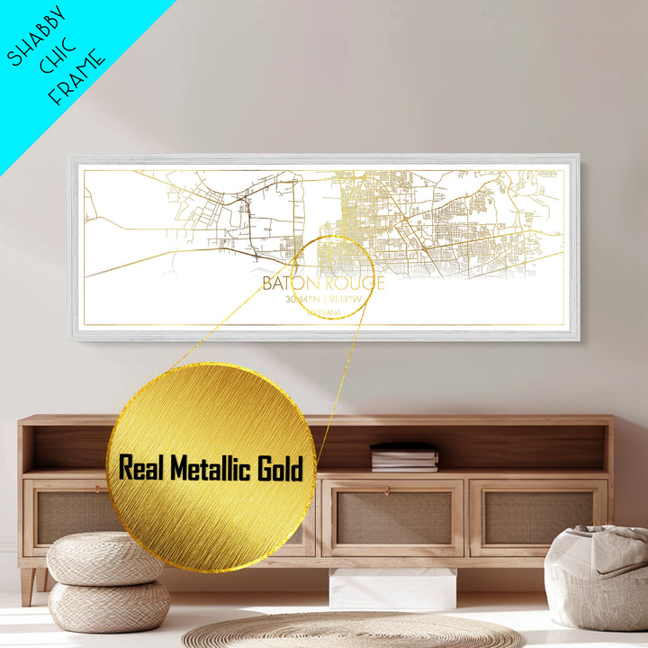 Baton Rouge Louisiana City Poster, Panoramic street map, black and gold, Metallic Gold Art, Metal Art, wood framed map, Minimalist Wall Art