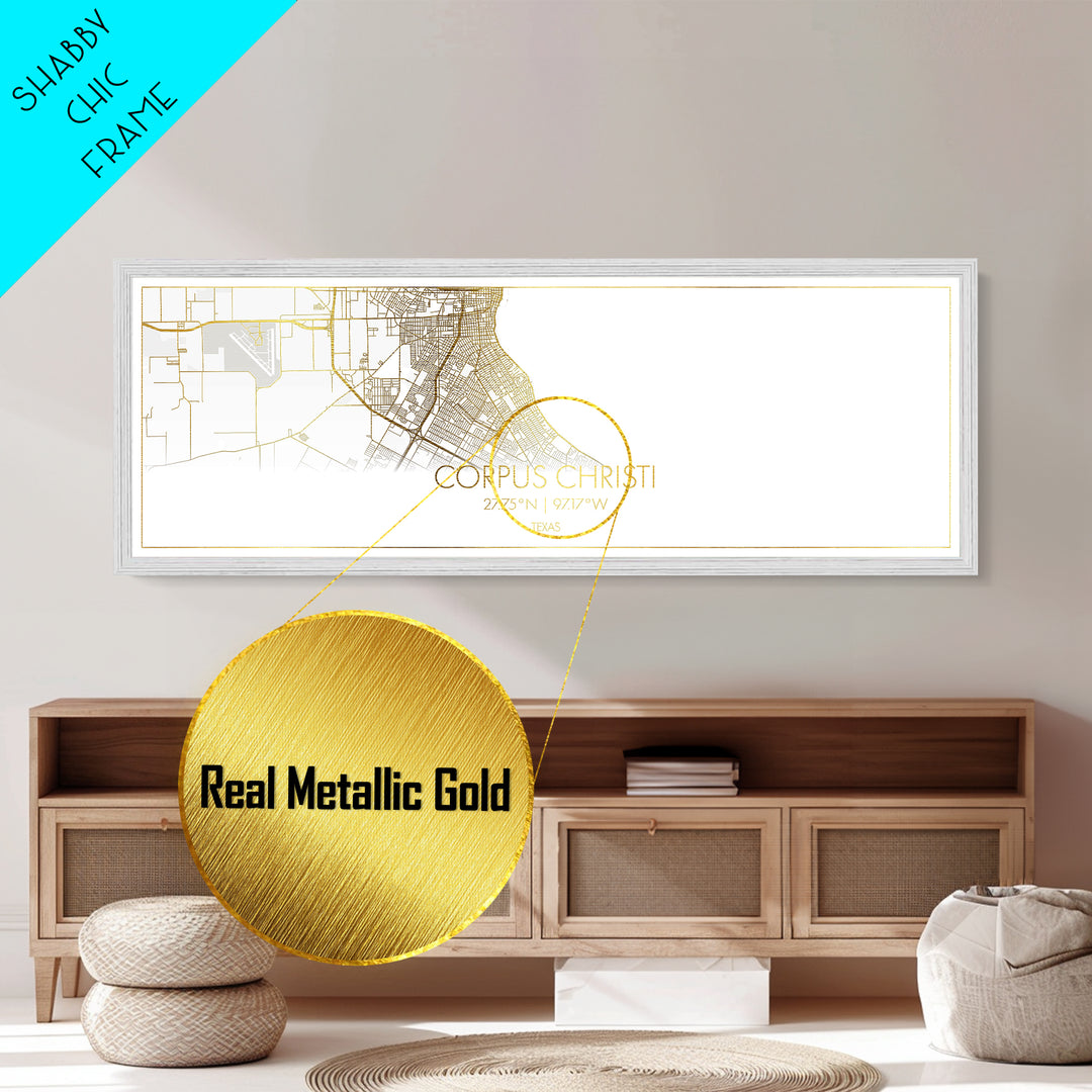 Corpus Christi Texas City street map, Panoramic art, black and gold, Metallic Gold Print, Metal Art, real wood frames, Best Friend Gifts