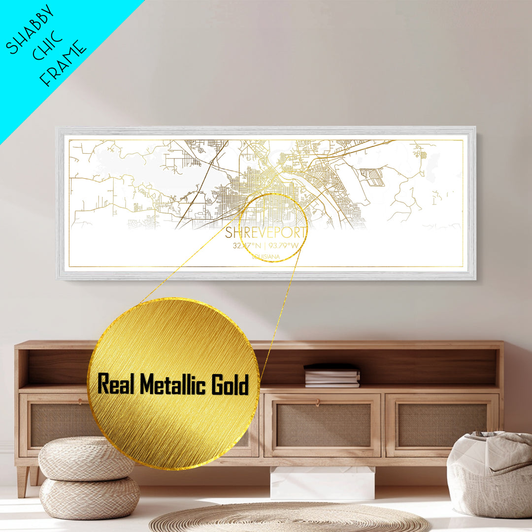 Shreveport Louisiana City street map, Panoramic art, black and gold, Metallic Gold Print, Metal Art, real wood frames, Housewarming Gift