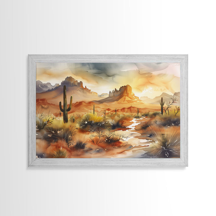 Extra Large Wall Art, Desert Landscape Painting Framed Canvas Print, Metal Art, Wood Framed Original Art, Living Room Decor, Landscape Art