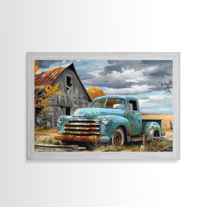 Painting Of An Old Farmstead Framed Canvas Print, Metal Art, Living Room Wall Art, Original Art, Above Couch Art, Whimiscal Kitsch Decor