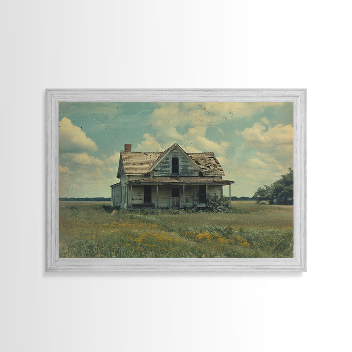 Retro Watercolor Painting Print Of A Vintage Farmhouse, Kitsch Art, Wall Art, Farmhouse Decor, Western Art For Living Room