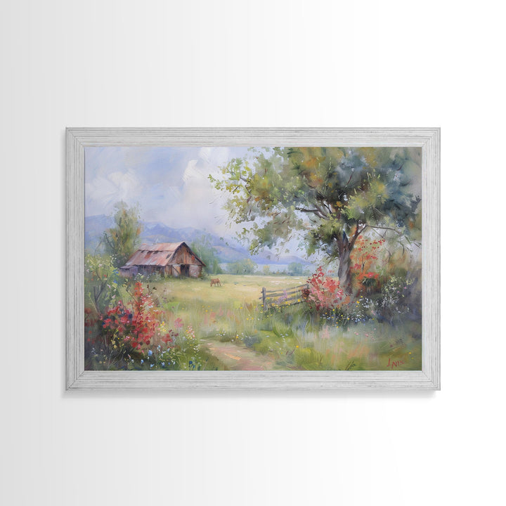 Primitive / Rustic Wall Art | Framed Canvas Print | Home Decor Gift | Housewarming Gift | Vintage Country Art | Minimalist Watercolor