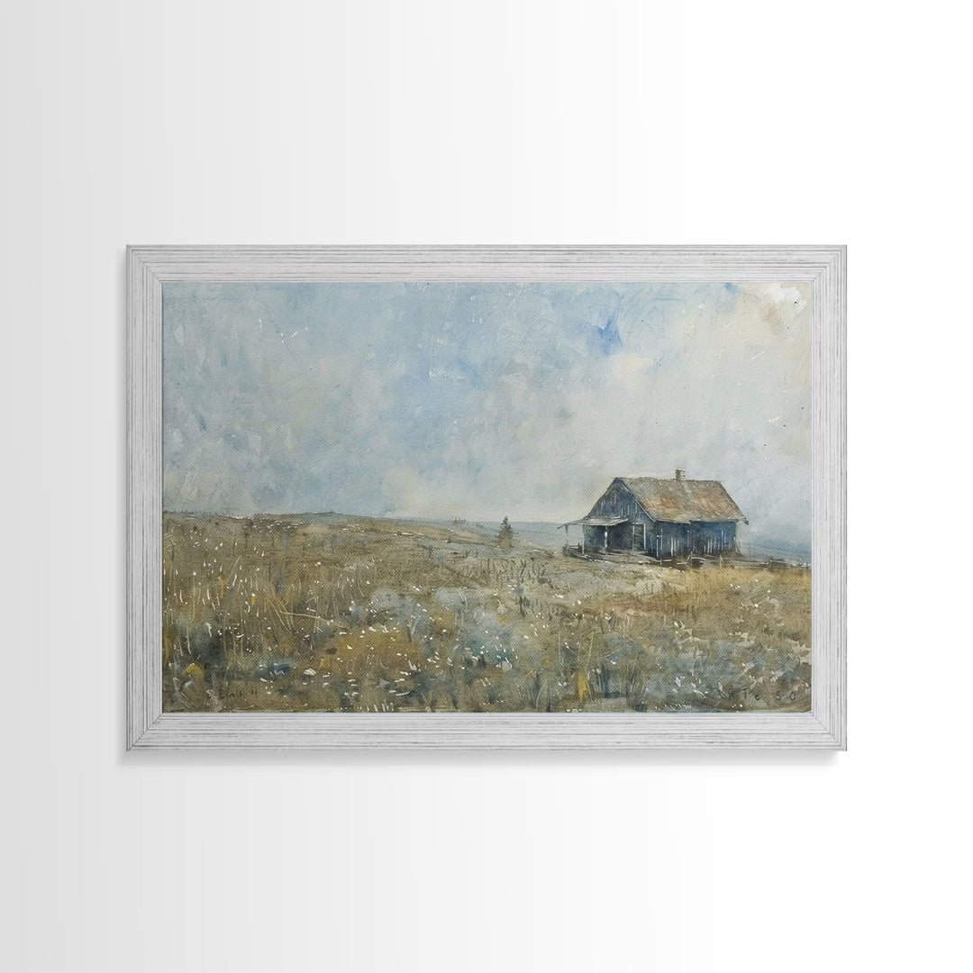 Kitsch Kitchen Farmhouse Decor Framed Canvas Print, Farmhouse Decor, Original Art Of an Old Farmhouse, Western Decor