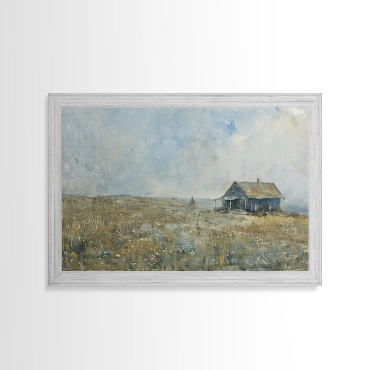 Kitsch Kitchen Farmhouse Decor Framed Canvas Print, Farmhouse Decor, Original Art Of an Old Farmhouse, Western Decor