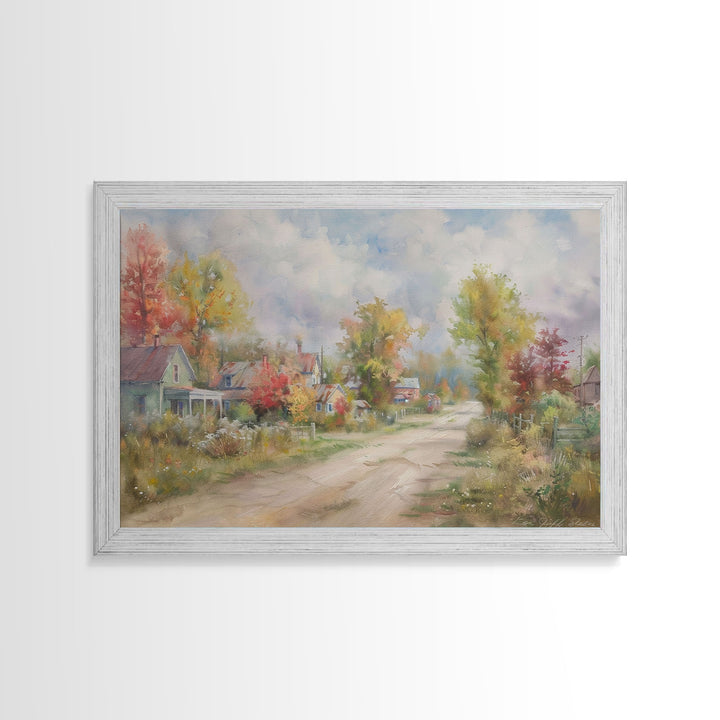 Kitsch Minimalist Watercolor Painting Print Of an Old Country Road, Wood Framed Print, Metal Wall Art, Room Decor, Aesthetic Room Decor