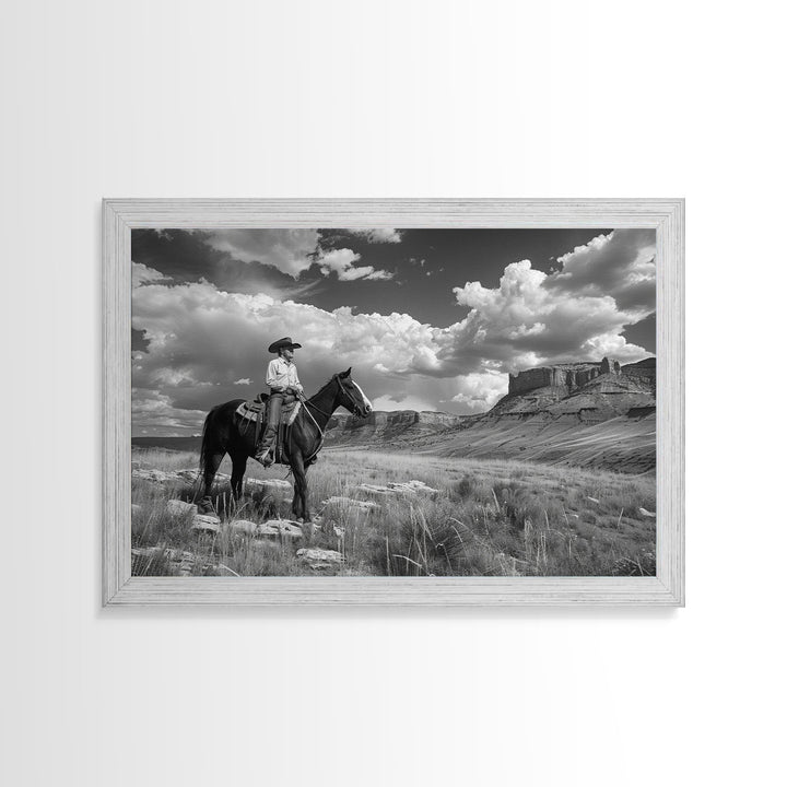 Arizona Cowboy Black and White Photography Print, Framed Canvas Print or Metal Art, Western Decor, Country Art, Living Room Art
