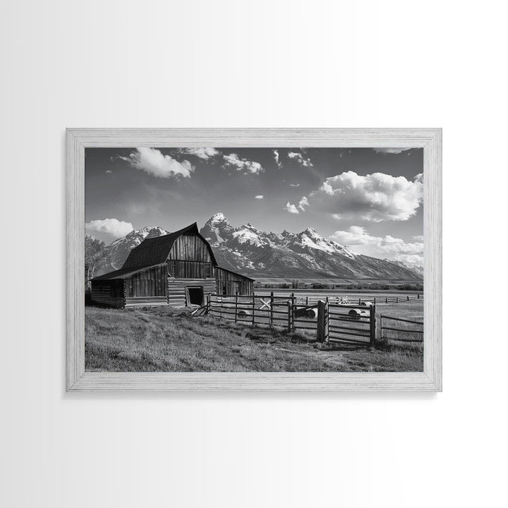 Black and White Photo Print Of An Old Barn In The Mountains, Framed Canvas Print or Metal Art, Western Decor, Colorado Mountains Wall Art