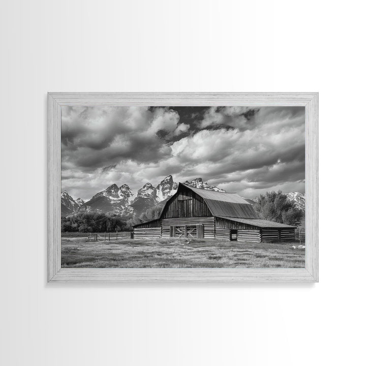 Old Barn Wall Art, Framed Canvas Print or Metal Art, Rustic Homestead Framed Canvas Art, Vintage Old Barn Black and White Wall Art