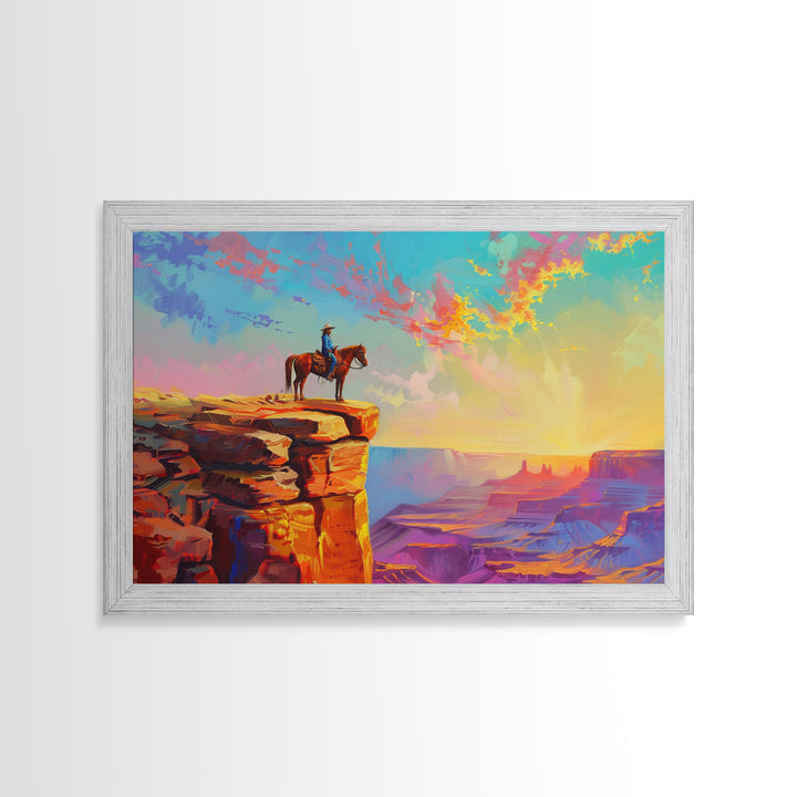 Framed Cowboy Art | 24x36 Wall Art | Equestrian Wall Decor | Western Decor | Southwestern Art | | Retro Wild West | Farmhouse Wall Art