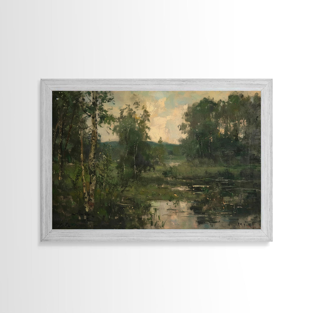 Early American Landscape Painting Framed Canvas Print | Oil Painting Print | Metal Art | Landscape Painting | Living Room Art | Home Decor