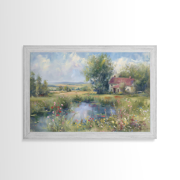 Cottagecore Farmhouse Print, Framed Wall Art, Wood Frame Art, Metal Print, Wall Art, Large Art, Landscape Painting, Country Decor