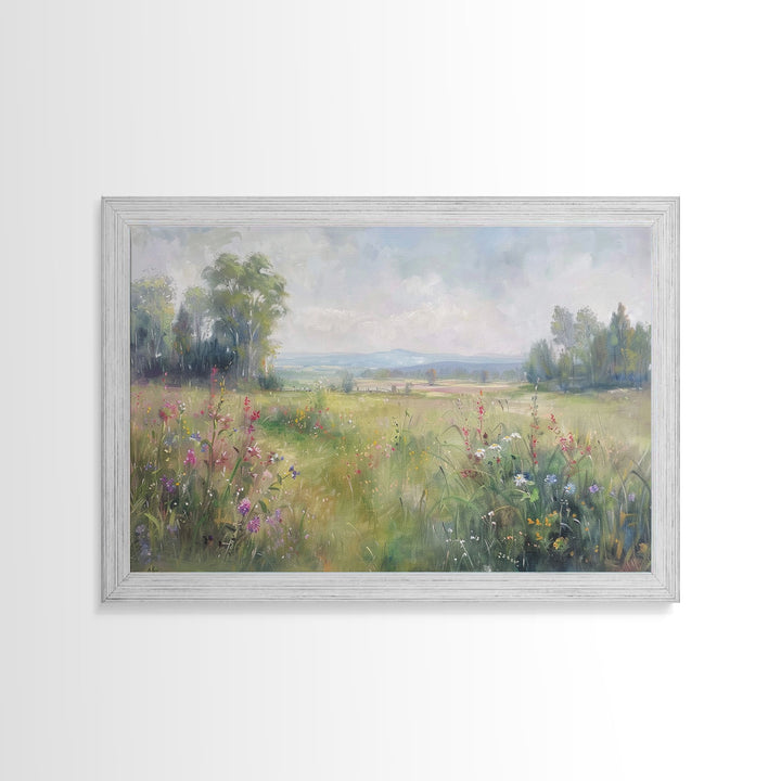 Cottagecore Wildflowers Farmhouse Print, Framed Wall Art, Wood Frame Art, Metal Print, Wall Art, Landscape Painting, Country Decor
