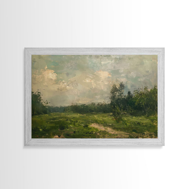 NuevArt Vintage Rustic Countryside Painting Framed Canvas Print | Moody Decor | Cottagecore Wall Art | Cottage Core | Farmhouse Decor