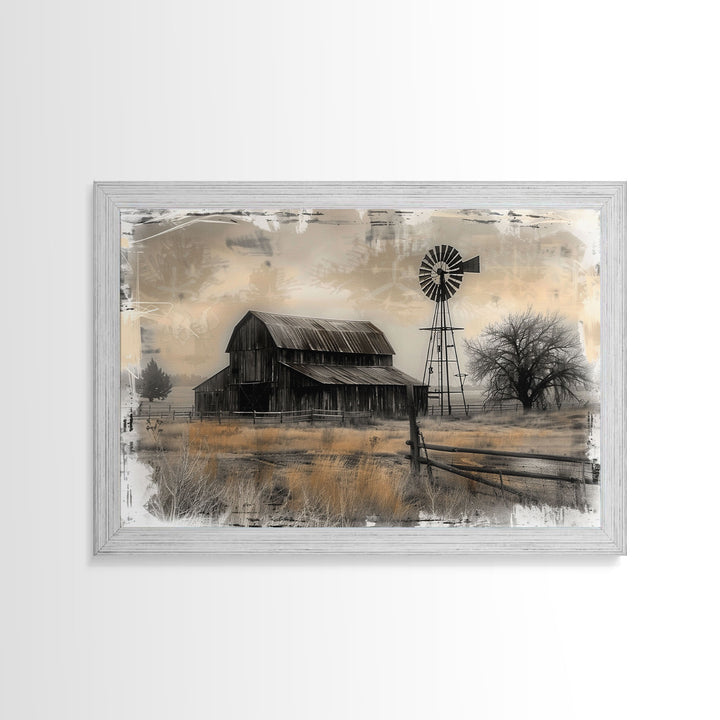 Farmhouse Barn Wall Art Canvas Print Painting Metal Art Vintage Decor Country Art Wood Frame Art Rustic Primitive Art Old Barn Painting