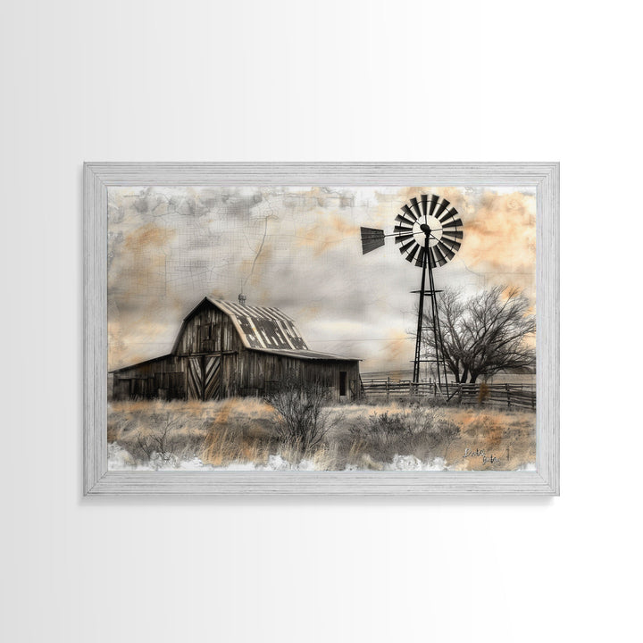Farmhouse Barn Wall Art Canvas Print Painting Metal Art Vintage Decor Country Art Wood Frame Art Rustic Primitive Art Old Barn Painting