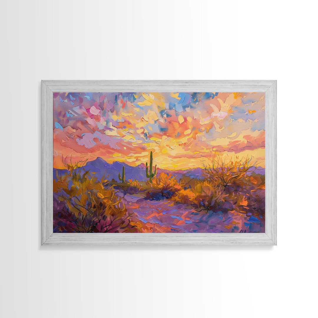 Saguaro Cactus Pop Art Oil Painting Canvas Print, Sedona Arizona, Grand Canyon Painting, Desert Landscape, Southwestern Decor, Kitsch Art