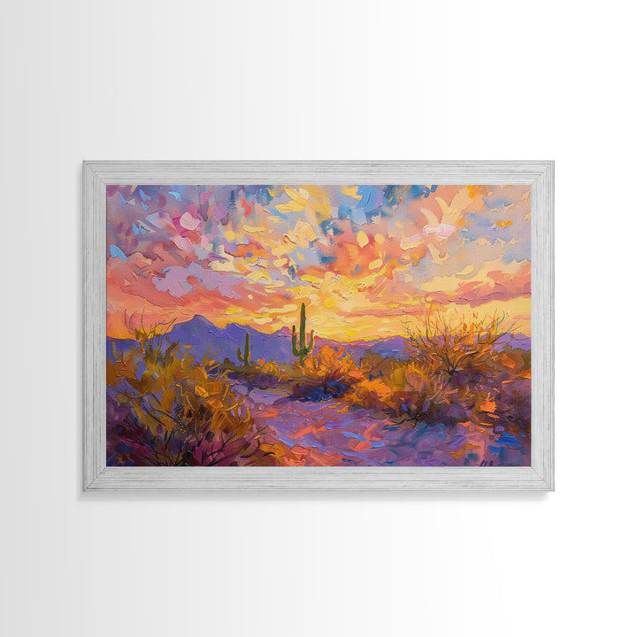Saguaro Cactus Pop Art Oil Painting Canvas Print, Sedona Arizona, Grand Canyon Painting, Desert Landscape, Southwestern Decor, Kitsch Art
