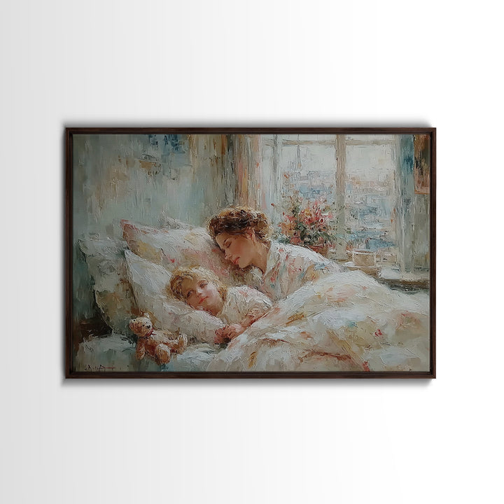 Cozy Mother And Child Bedtime Wall Art, Sweet Dreams Print, Guest Bedroom Decor, Nursery Wall Art, Gift For Mom, Housewarming Gift