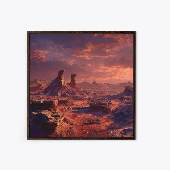 Red Alien Desert Landscape Canvas Print, Surreal Sci Fi Wall Art, Futuristic Fantasy Planet Decor, Statement Artwork For Living Room