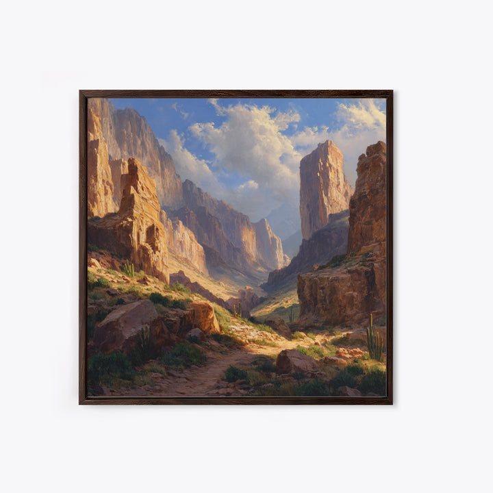 Sunlit Desert Canyon Landscape Wall Art, Western Landscape Canvas Print, Modern Home Decor, Large Living Room Wall Art