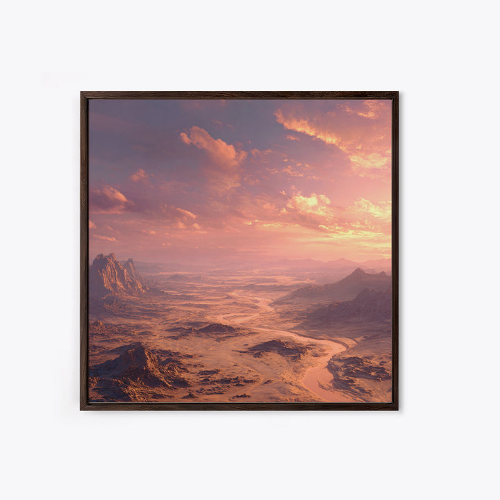 Sunset Desert Canyon Landscape Wall Art, Dreamy Pink Sky Canvas Print, Modern Southwest Home Decor Artwork