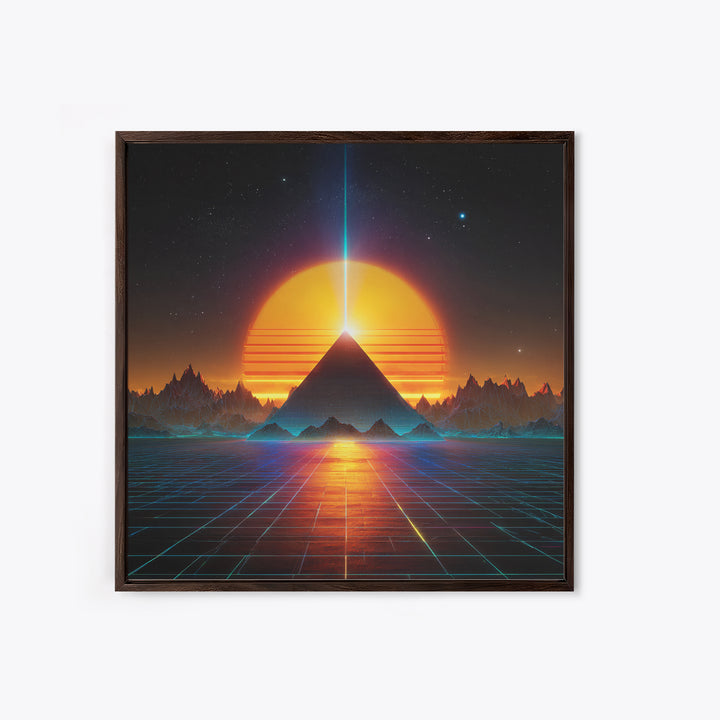 Retro Futuristic Pyramid Sunset Wall Art Neon Sci Fi Landscape Print Modern Abstract Art Print For Home Decor Living Room