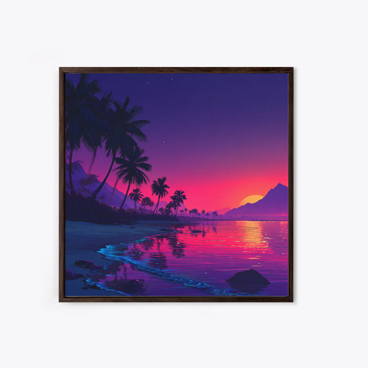 Vibrant Tropical Sunset Beach Wall Art, Colorful Coastal Ocean Print, Summer Home Decor, Modern Coastal Wall Art Print