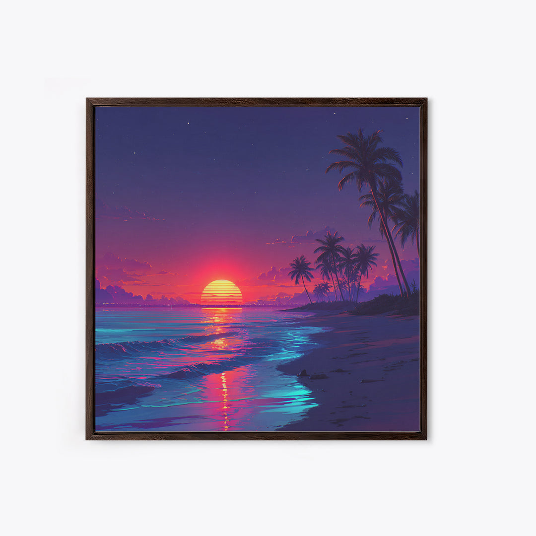 Vibrant Tropical Beach Sunset Wall Art Canvas Print Coastal Ocean Painting Summer Home Decor