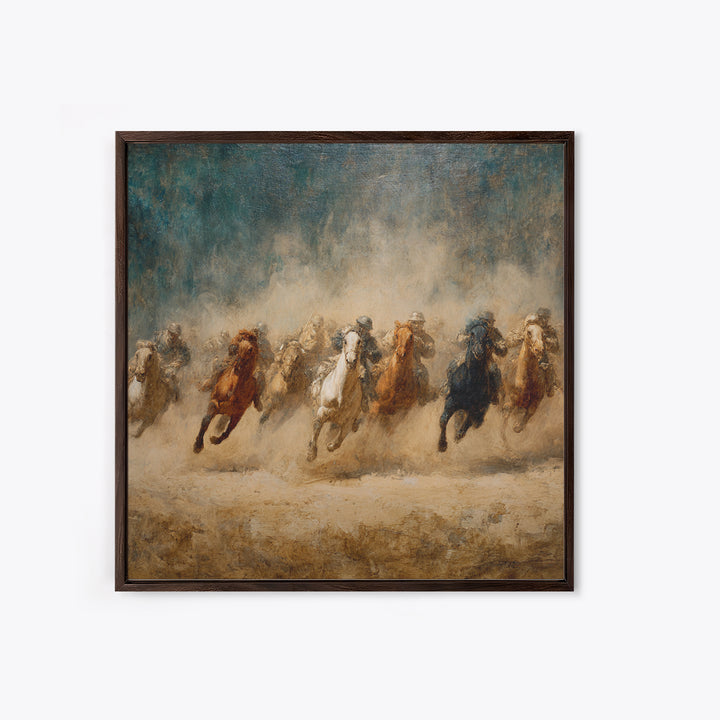 Galloping Horses Through Desert Dust Canvas Print, Equestrian Wall Art, Western Horse Painting, Rustic Living Room Decor