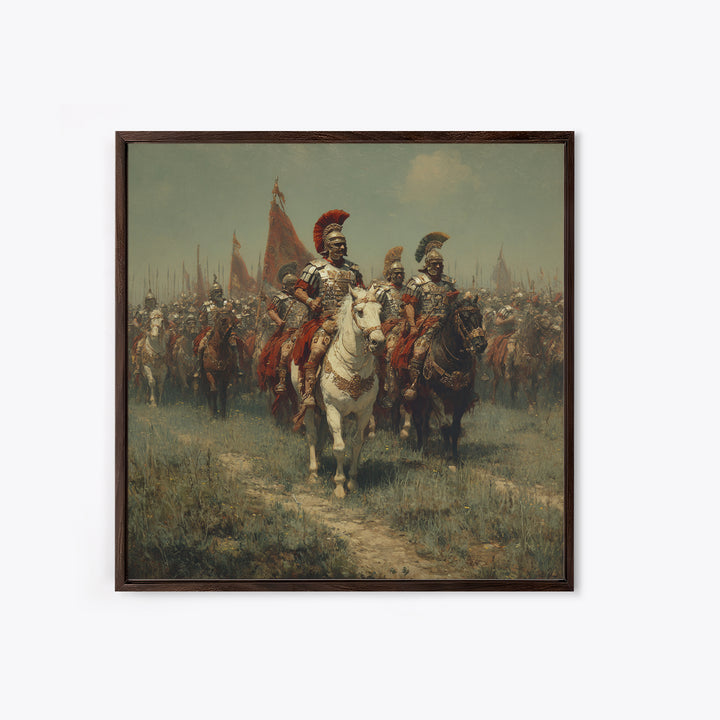 Roman Cavalry Legion Marching Across Field Framed Canvas Print, Historical Wall Art, Equestrian Art, Large Wall Decor, Living Room Art