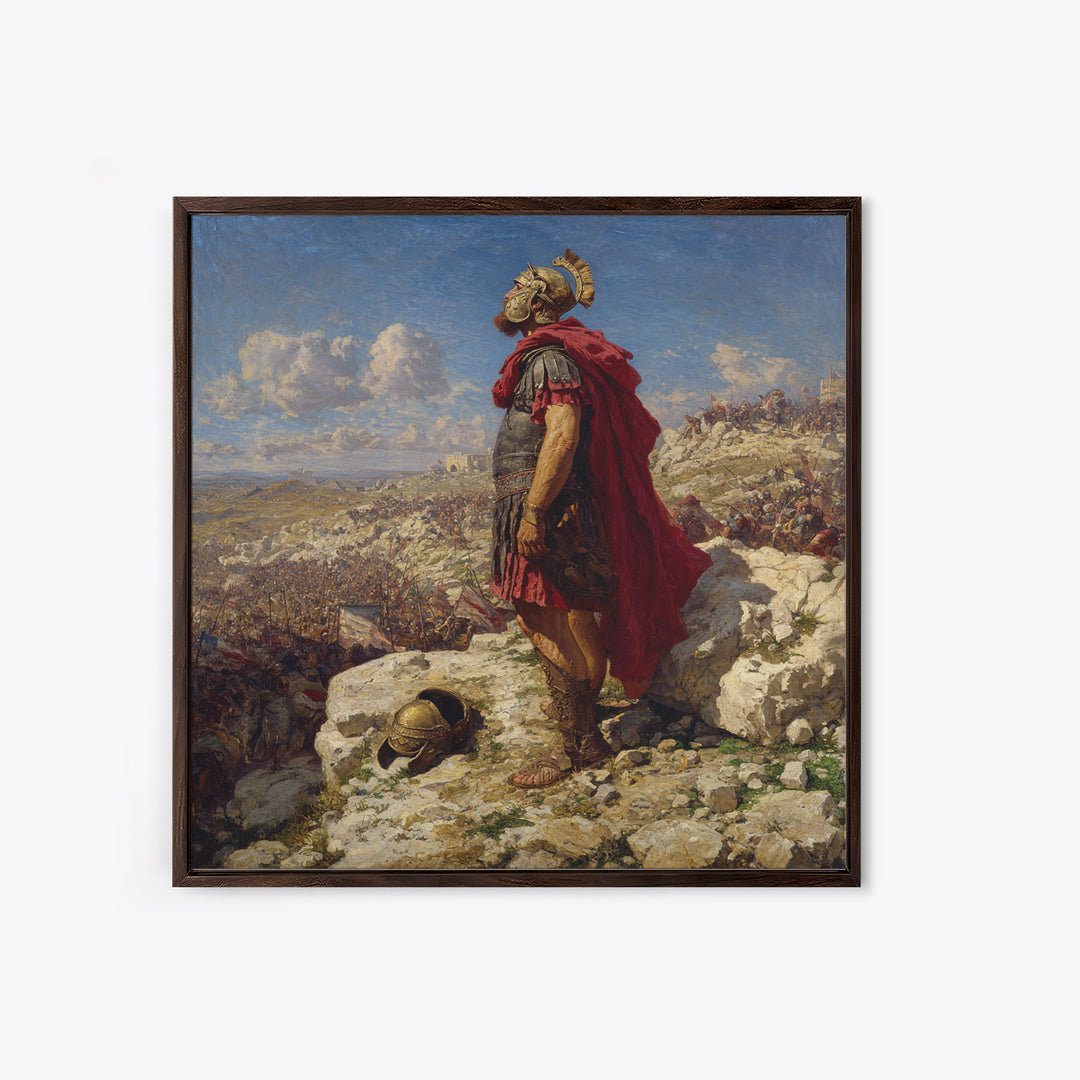 Roman General Overlooking Ancient Battlefield Wall Art, Classical Oil Painting Print, Historical Decor, Living Room Art, Gift For Him