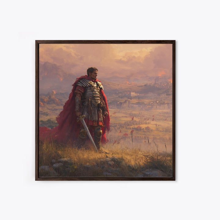 Roman General At Sunset Battlefield Wall Art, Ancient Warrior Canvas, Historical Fine Art Print, Masculine Office Decor Gift