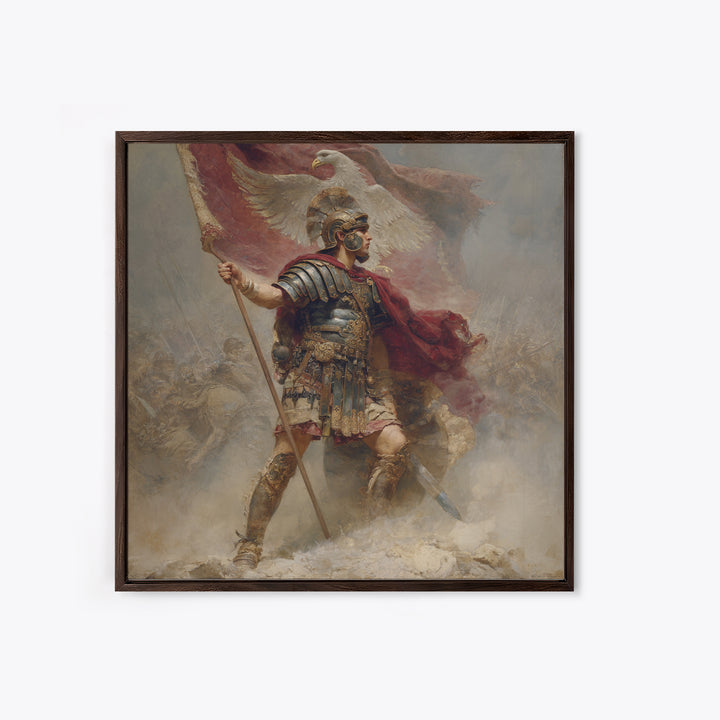 Roman Standard Bearer With Eagle Flag, Classical Battle Canvas Print, Historical Wall Art, Ancient Rome Decor, Gift For Him
