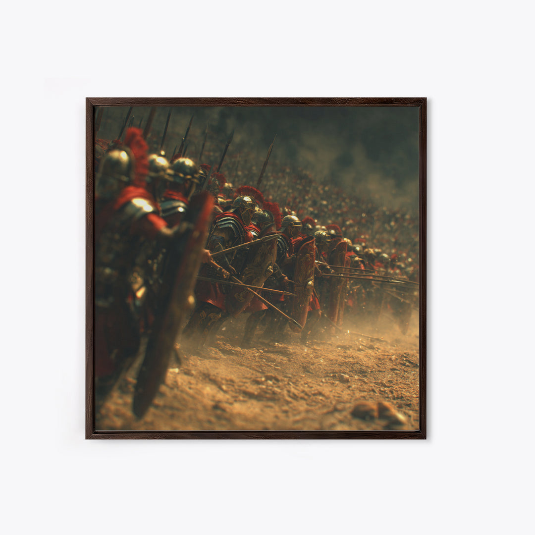 Roman Legion Soldiers In Battle Formation Wall Art, Ancient Warrior Print, Historical Canvas Art, Masculine Office Decor