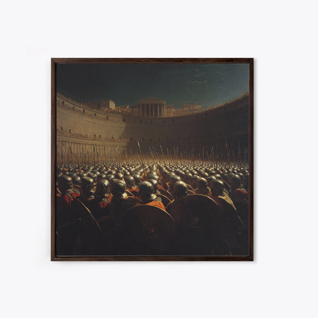 Ancient Army In Colosseum Wall Art, Roman Legion Oil Painting, Historical Battle Scene, Dark Academia Decor, Gift For Him
