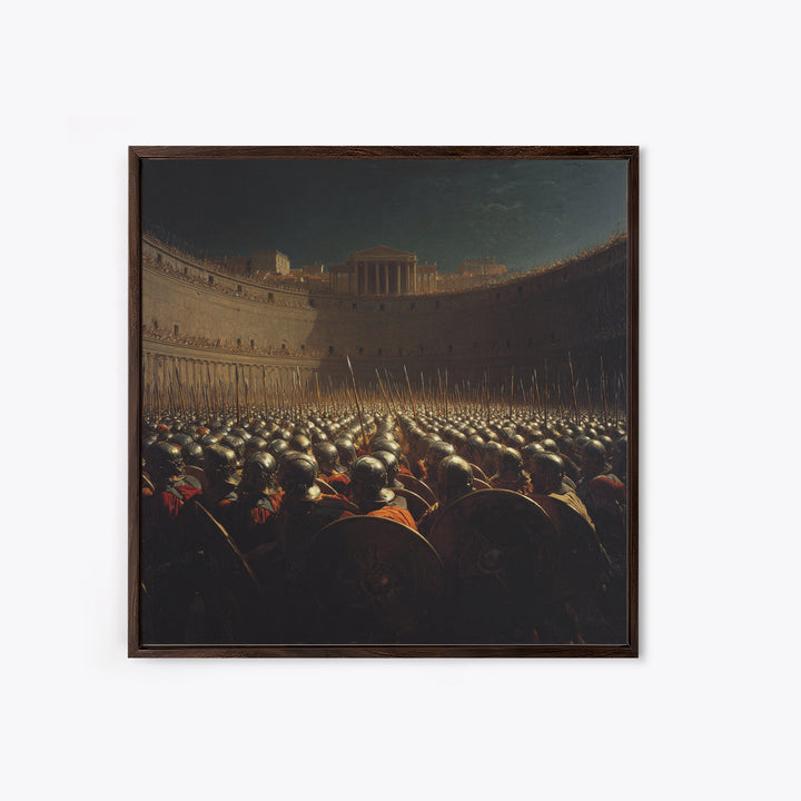 Ancient Army In Colosseum Wall Art, Roman Legion Oil Painting, Historical Battle Scene, Dark Academia Decor, Gift For Him
