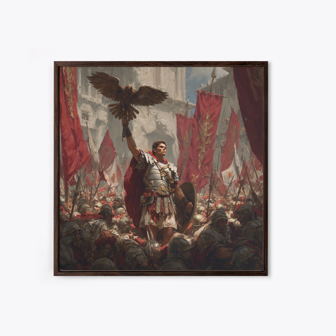 Roman Eagle Standard Bearer Wall Art, Classical Battle Canvas Print, Ancient Rome Decor, Historical Art, Gift For Him, Fine Art