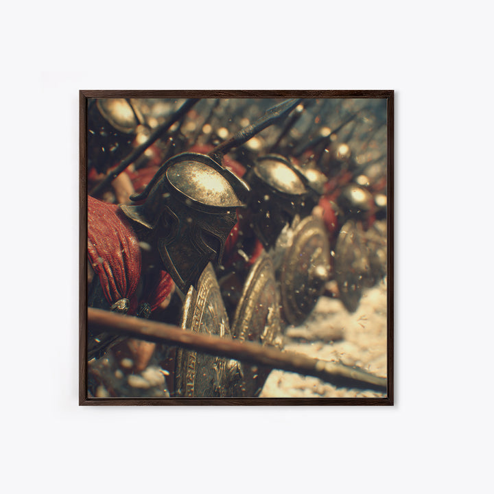 Spartan Phalanx With Bronze Helmets Wall Art, Ancient Greek Canvas Print, Warrior Battle Decor, Historical Gift For Him, Office Decor