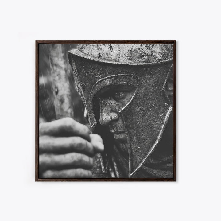 Black And White Spartan Helmet Wall Art, Moody Warrior Canvas Print, Ancient Greek Decor, Masculine Office Art, Gift For Him