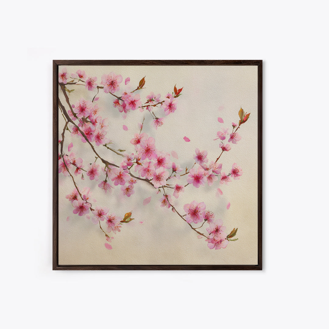 Pink Cherry Blossom Branch Wall Art, Japanese Botanical Print, Spring Floral Wall Decor, Minimalist Bedroom Decor Gift For Her