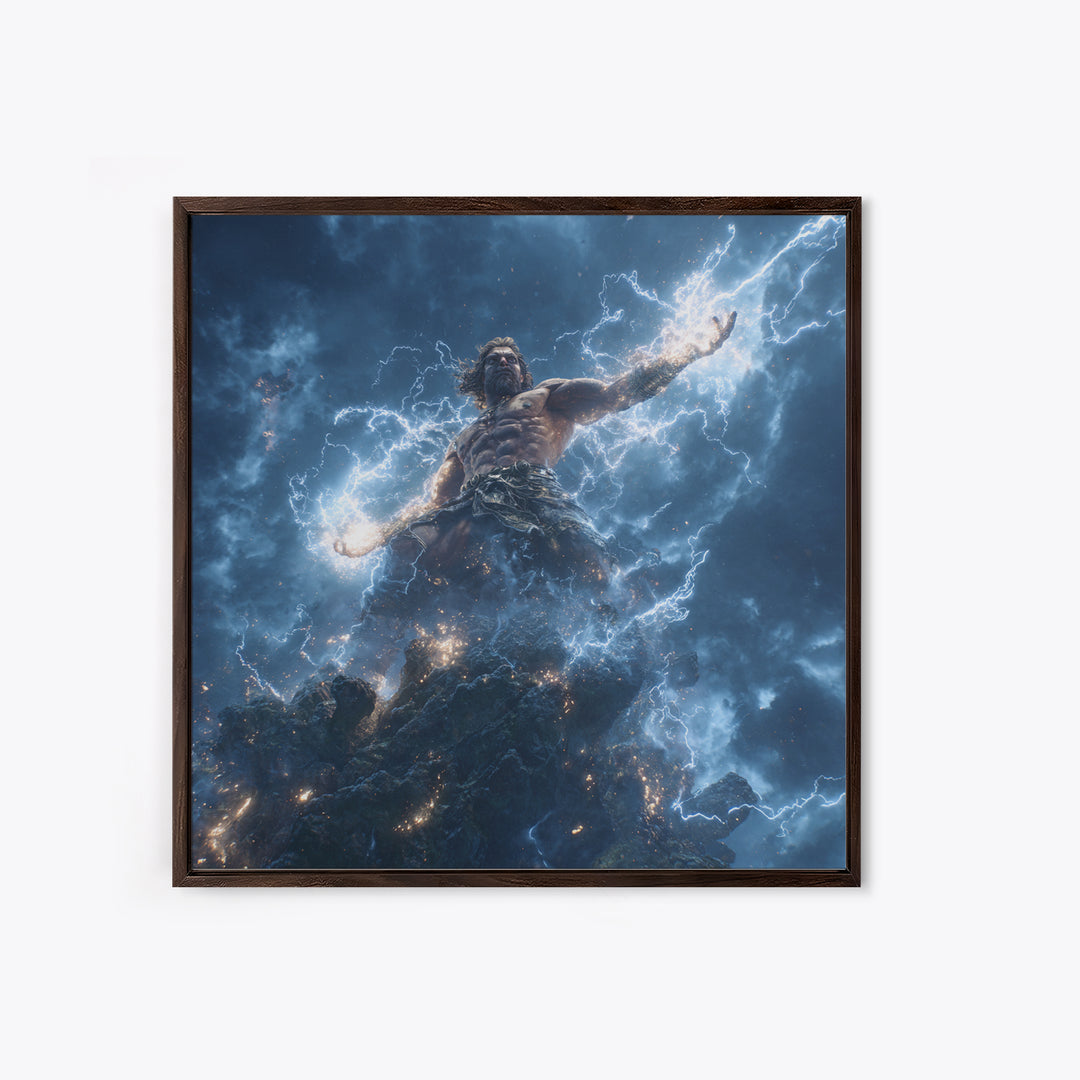 Thunder God Lightning Storm Canvas Print, Mythological Art, Dramatic Fantasy Wall Art, Greek Mythology Home Decor Gift Idea