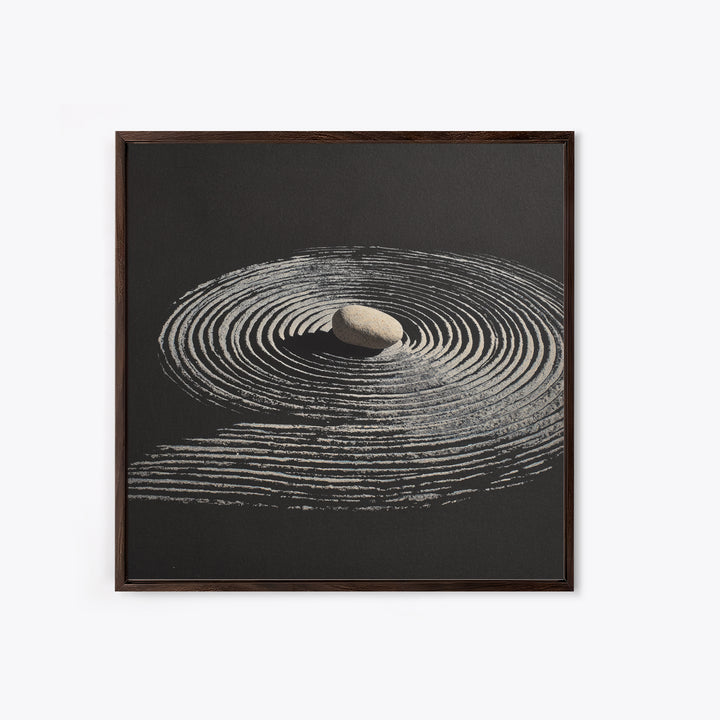 Minimalist Zen Rock And Sand Circle Wall Art, Japanese Zen Decor, Calming Neutral Abstract Art Print, Modern Office Wall Art