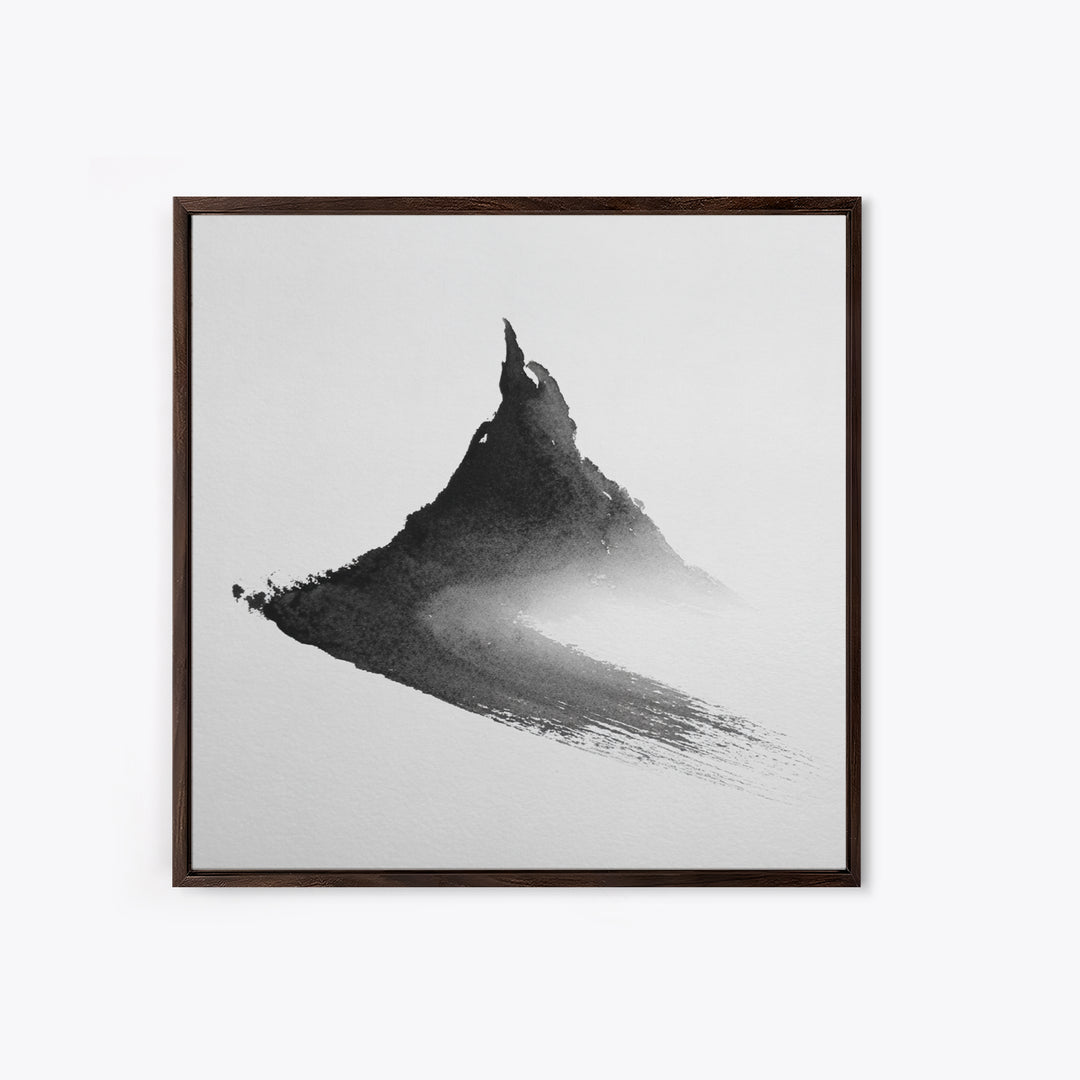 Minimalist Ink Mountain Brushstroke Wall Art, Black And White Abstract Canvas Print For Japandi Modern Home Decor
