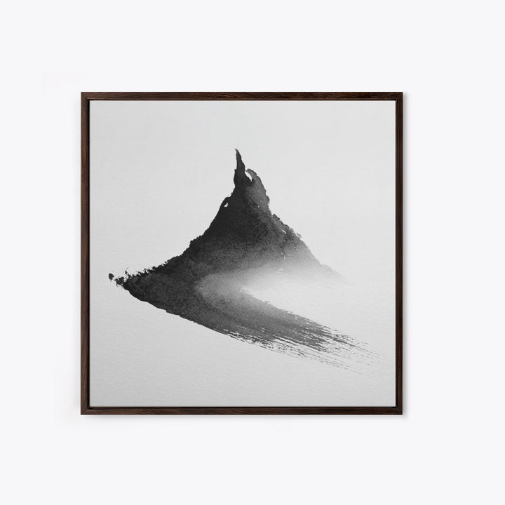Minimalist Ink Mountain Brushstroke Wall Art, Black And White Abstract Canvas Print For Japandi Modern Home Decor