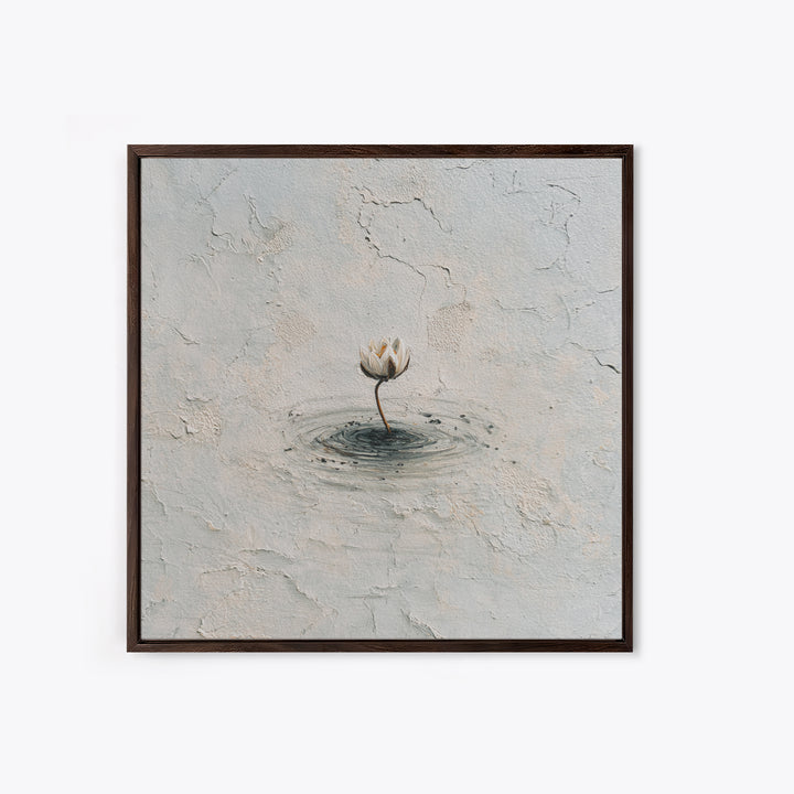 Minimal Lotus Flower In Water Wall Art, Neutral Textured Abstract Canvas Print, Calming Zen Home Decor
