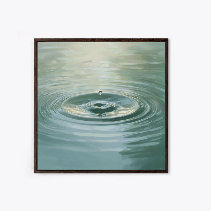 Soothing Water Ripple With Falling Droplet Wall Art, Minimalist Zen Landscape Canvas Print For Calming Modern Decor