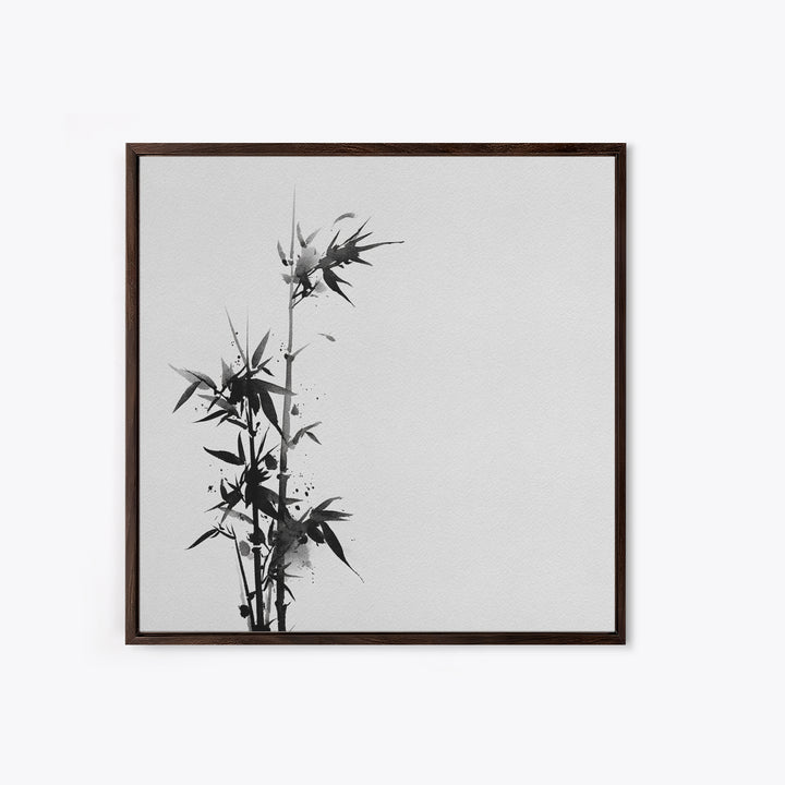 Minimalist Ink Bamboo Wall Art, Black And White Japanese Painting Canvas Print, Modern Zen Home Decor
