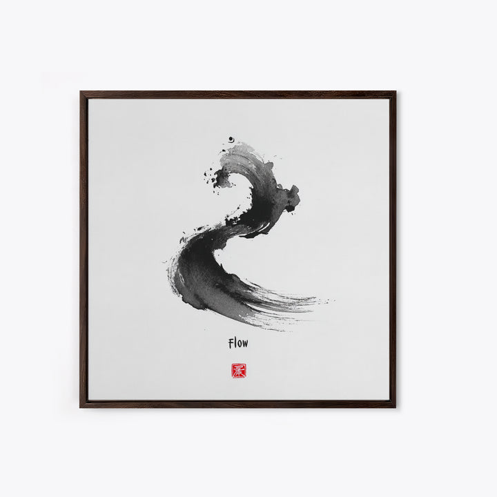 Minimalist Black Ink Flow Brushstroke Abstract Wall Art Contemporary Art Canvas Print For Modern Home Decor