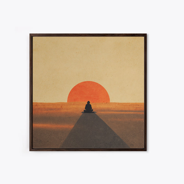 Minimalist Desert Sunset Figure Wall Art Modern Boho Print Neutral Earth Tone Decor Bedroom Wall Art